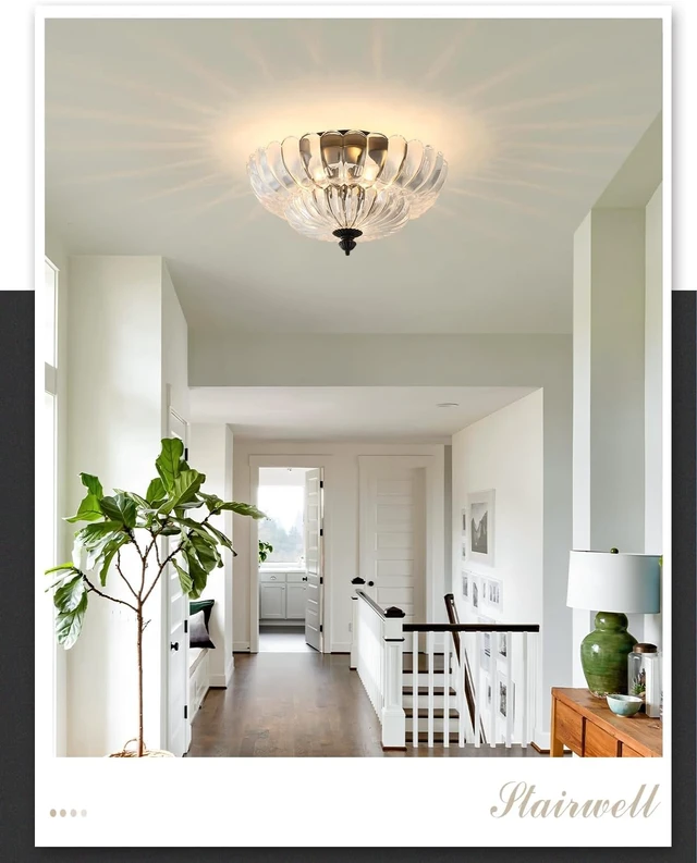 Alt view image 7 of 7 - ANYLOVE Modern 12Inch Clear Glass Flower Glass Semi Flush Mount Ceiling Light, 3 Light for Living Room Bedroom Hallway Entryway Foyer