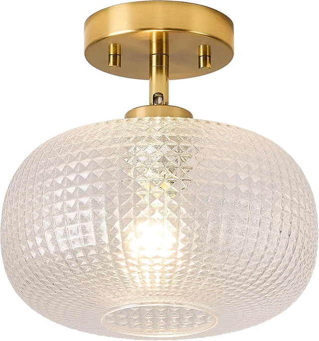 Main image of Modern Prismatic Globe Glass Flush Mount Ceiling Light with Brass Gold Base
