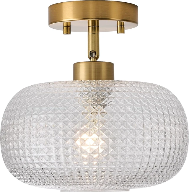 Alt view image 2 of 7 - Modern Prismatic Globe Glass Flush Mount Ceiling Light with Brass Gold Base