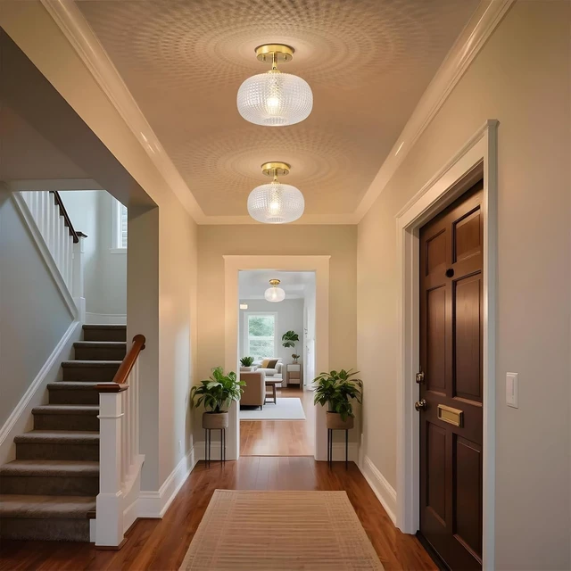 Alt view image 5 of 7 - Modern Prismatic Globe Glass Flush Mount Ceiling Light with Brass Gold Base