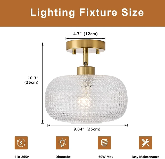 Alt view image 6 of 7 - Modern Prismatic Globe Glass Flush Mount Ceiling Light with Brass Gold Base