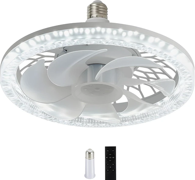 Main image of Ceiling Fan with Light for Bedroom 12 Inch, E26 Screw in Socket Fan with Remote Control, Dimmable LED Light 3000K-6500K, 4 Speed Small Flush Mount Ceiling Fan for Kitchen, Closet, Living Room