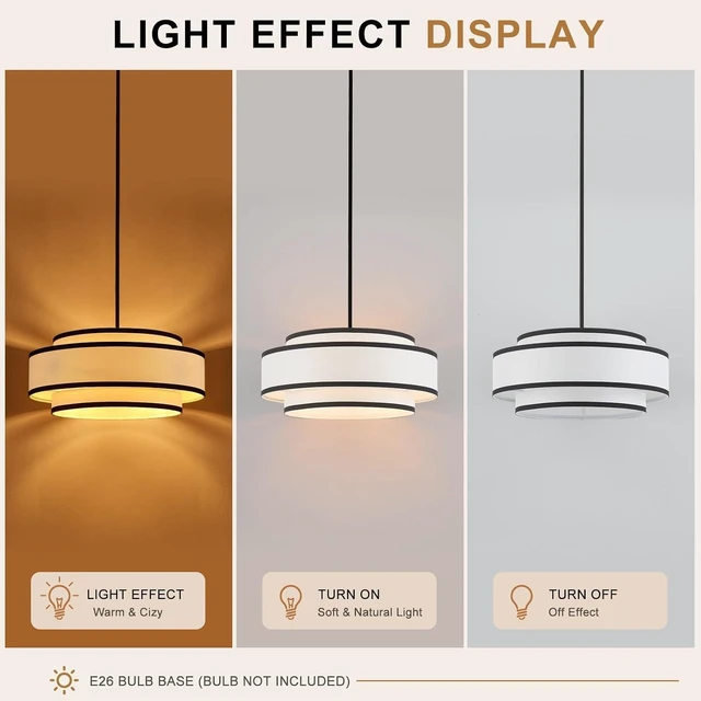 Alt view image 5 of 7 - 19.7" Modern Drum Chandelier, 4-Light Linen Ceiling Light Fixture