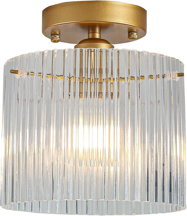 Main image of Modern Semi Flush Mount Ceiling Light, Industrial Clear Glass Ceiling Light Fixture, Crystal Ceiling Lamp, Modern Ceiling Lamps, Farmhouse Light for Entryway Hallway Kitchen Dining Room