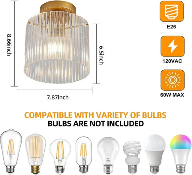 Alt view image 4 of 7 - Modern Semi Flush Mount Ceiling Light, Industrial Clear Glass Ceiling Light Fixture, Crystal Ceiling Lamp, Modern Ceiling Lamps, Farmhouse Light for Entryway Hallway Kitchen Dining Room