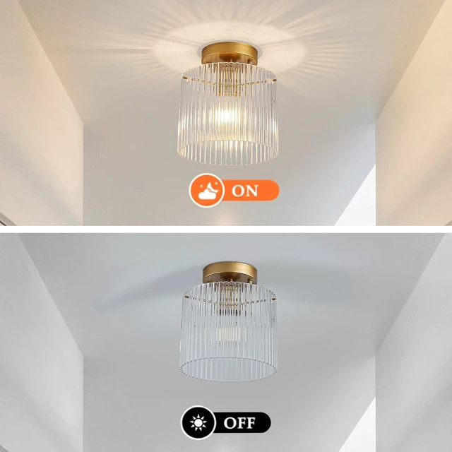 Alt view image 6 of 7 - Modern Semi Flush Mount Ceiling Light, Industrial Clear Glass Ceiling Light Fixture, Crystal Ceiling Lamp, Modern Ceiling Lamps, Farmhouse Light for Entryway Hallway Kitchen Dining Room