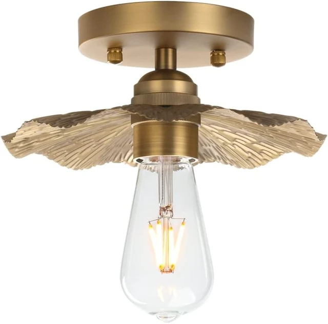 Main image of Pathson Vintage Metal Ceiling Light Fixture Brass Finished, Split Flower Design Ceiling Lighting, Industrial Kitchen Art Flush Mounted Farmhouse Lighting for Living Room Hallway