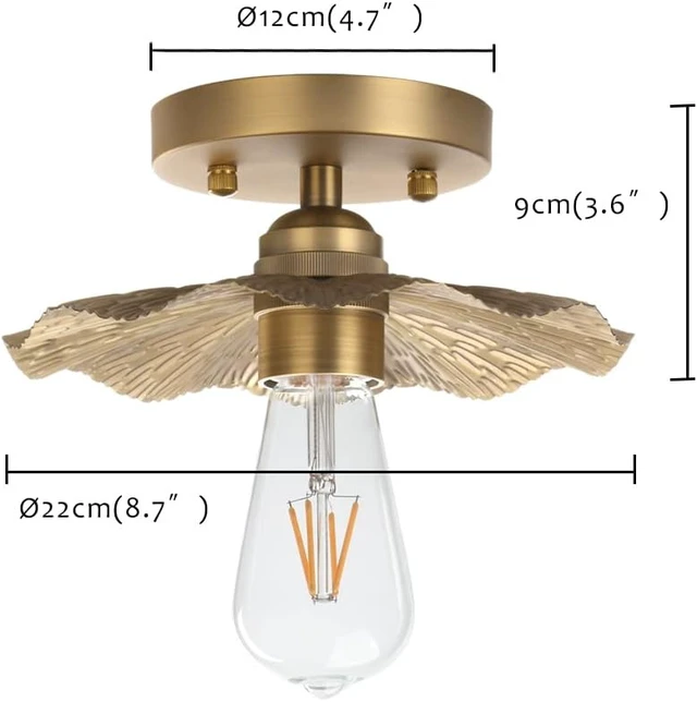 Alt view image 2 of 7 - Pathson Vintage Metal Ceiling Light Fixture Brass Finished, Split Flower Design Ceiling Lighting, Industrial Kitchen Art Flush Mounted Farmhouse Lighting for Living Room Hallway