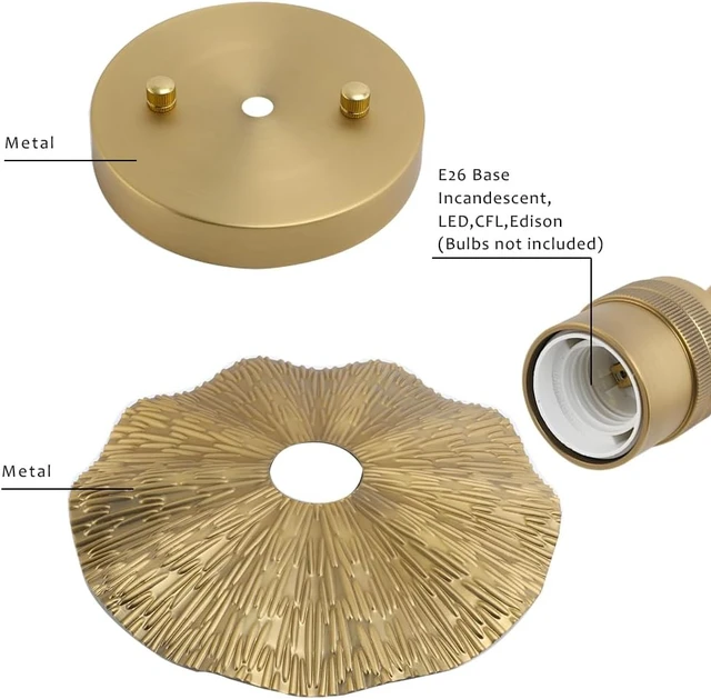 Alt view image 6 of 7 - Pathson Vintage Metal Ceiling Light Fixture Brass Finished, Split Flower Design Ceiling Lighting, Industrial Kitchen Art Flush Mounted Farmhouse Lighting for Living Room Hallway