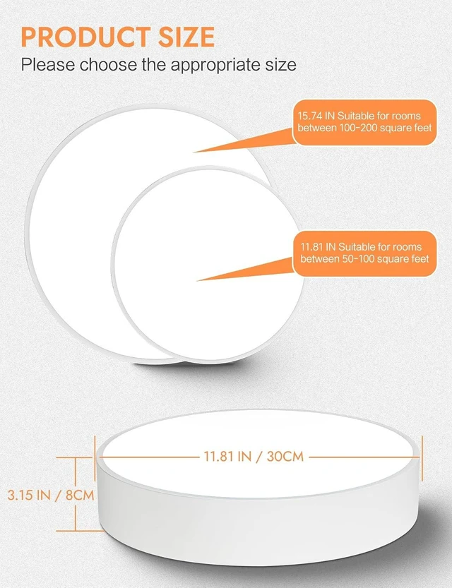 Alt view image 4 of 7 - 11.81in Dimmable Modern White Flush Mount LED Ceiling Light Fixture