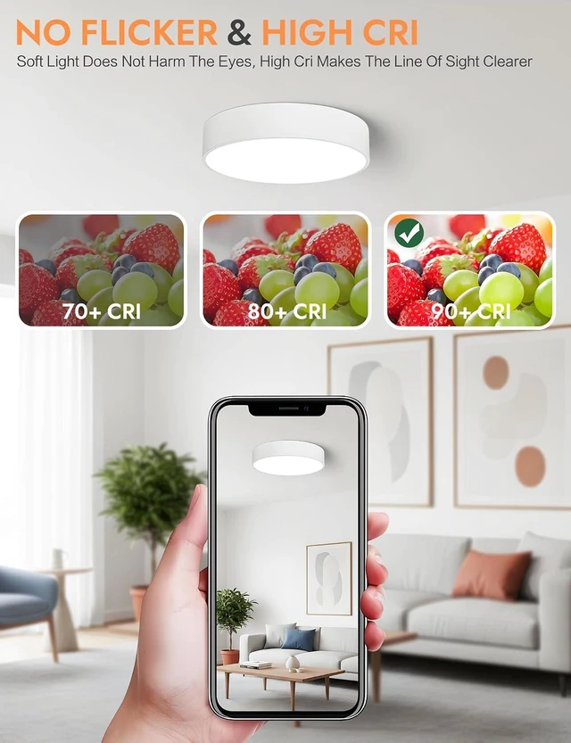 Alt view image 7 of 7 - 11.81in Dimmable Modern White Flush Mount LED Ceiling Light Fixture