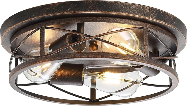 Main image of Black Gold Farmhouse Flush Mount Ceiling Light Fixtures, 1Pack