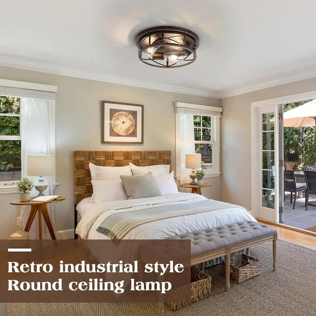 Alt view image 6 of 7 - Black Gold Farmhouse Flush Mount Ceiling Light Fixtures, 1Pack