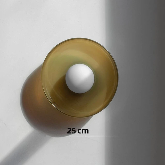 Alt view image 5 of 5 - Mid Century Orange Glass Semi Flush Mount Ceiling Light with Milk Globe Nordic Modern Green Hallway Lighting Fixtures Round Bedside Wall Mount Lamp for Bedroom Cloakroom Stairway