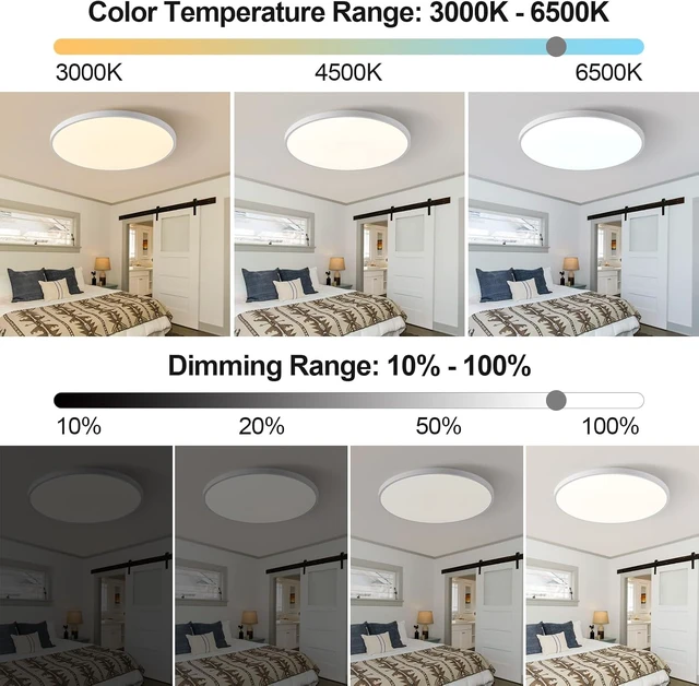Alt view image 3 of 7 - Smart Ceiling Light with Remote Control - 12Inch 30W Flush Mount Ceiling Light, RGB Color Changing Ambient Light for Bedroom, Kitchen, Dining Room, Basements