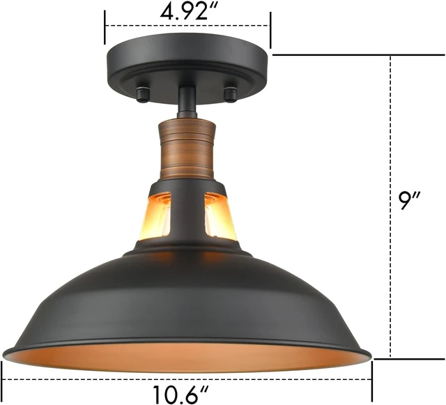 Alt view image 5 of 7 - CLAXY Industrial Farmhouse Ceiling Light 1-Light Barn Ceiling Light