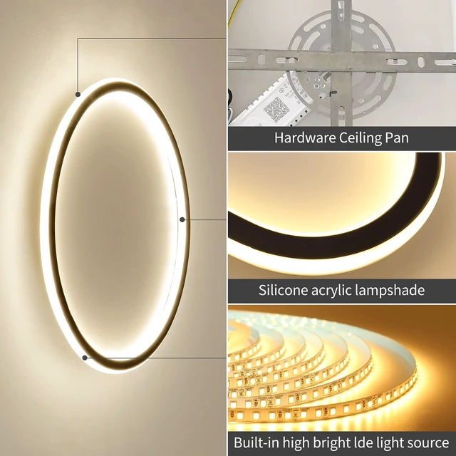 Alt view image 4 of 7 - 23.6 Inch Flush Mount Ceiling Light, 40-60W Round LED Ceiling Light Fixtures, Thin Modern Ceiling Lamp, Close to Ceiling Lights for Bedroom, Kitchen, Living Room, 3 Color Temperature Selectable