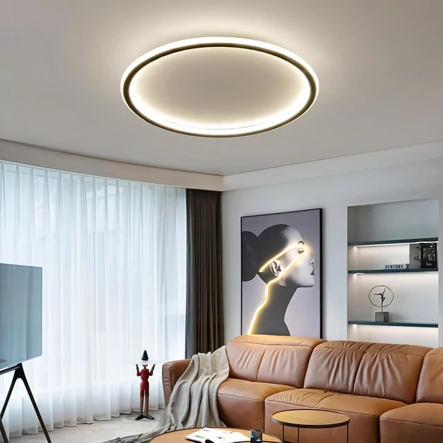 Alt view image 7 of 7 - 23.6 Inch Flush Mount Ceiling Light, 40-60W Round LED Ceiling Light Fixtures, Thin Modern Ceiling Lamp, Close to Ceiling Lights for Bedroom, Kitchen, Living Room, 3 Color Temperature Selectable
