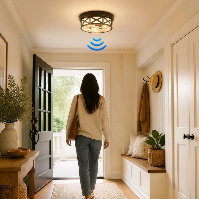 Alt view image 7 of 7 - Round Adjustable Motion Sensor Flush Mount Ceiling Lights,3-Ligh,12 inch
