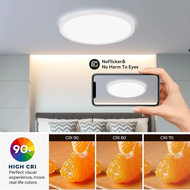 Alt view image 3 of 7 - 6Pack 12Inch 3200LM LED Ceiling Light,28W 3 Color Changeable (3000K/4000K/6000K),120V Slim Surface Mount Ceiling Lights Fixture for Kitchen Bedroom Living Room