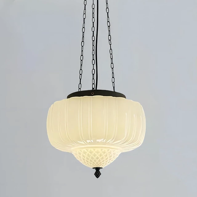 Main image of FCTWAKS Large Milk Glass Pendant Light, 14" Mid Century Modern Schoolhouse Ceiling Light Fixture, Vintage Chandelier for Bedroom, Dining Room, Hallway, Kitchen Island, Bulb Included, White