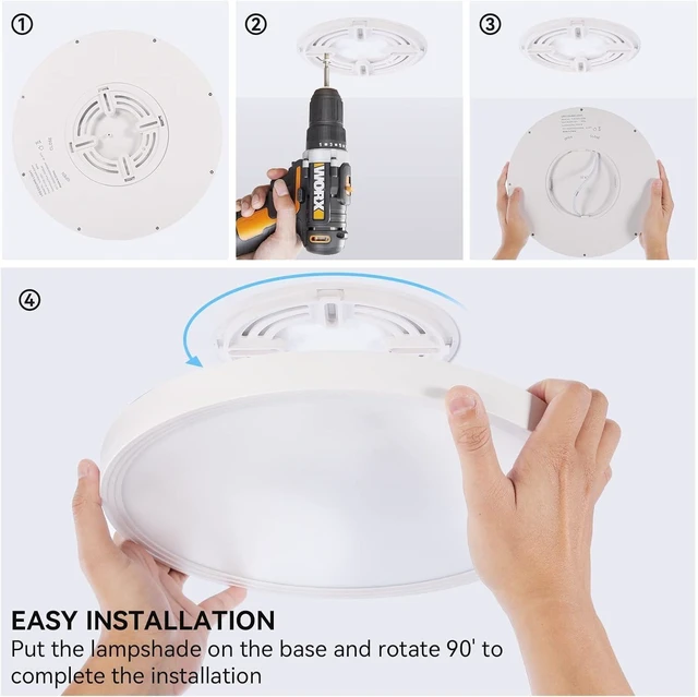 Alt view image 6 of 7 - 6Pack 12Inch 3200LM LED Ceiling Light,28W 3 Color Changeable (3000K/4000K/6000K),120V Slim Surface Mount Ceiling Lights Fixture for Kitchen Bedroom Living Room