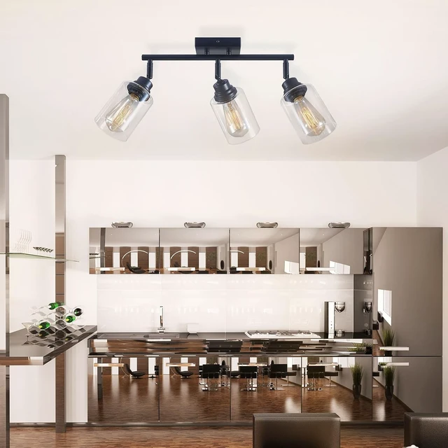 Alt view image 2 of 7 - 3-Light Matte Black Track Lighting Ceiling Mount for Kitchen