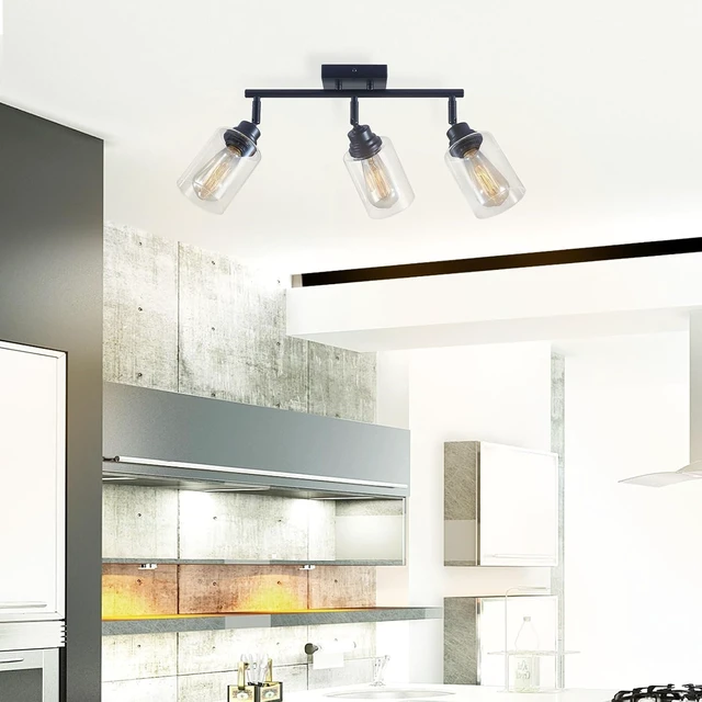 Alt view image 3 of 7 - 3-Light Matte Black Track Lighting Ceiling Mount for Kitchen