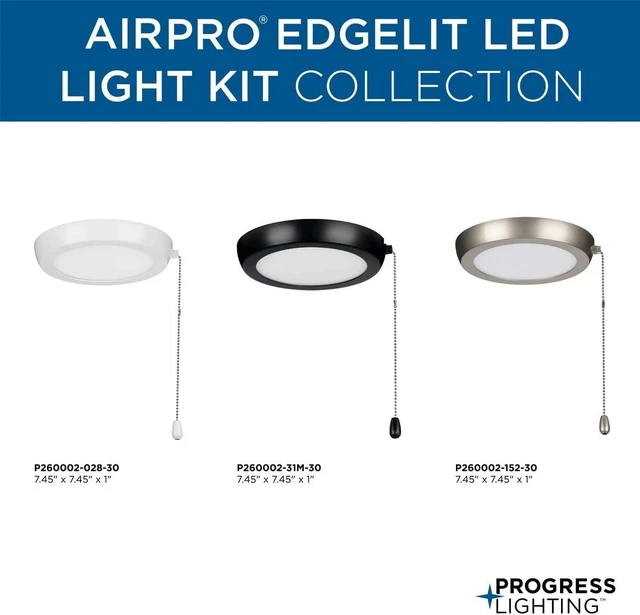 Alt view image 5 of 7 - Progress Lighting AirPro 7.5" LED Ceiling Fan Light Kit, Satin White