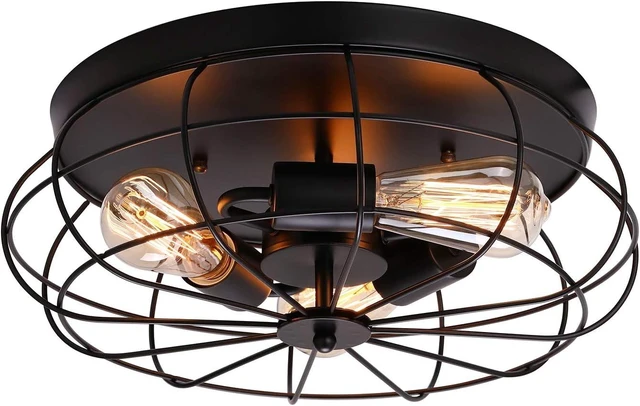 Main image of Flush Mount Ceiling Light, Vintage Black, 3 E26 Lights