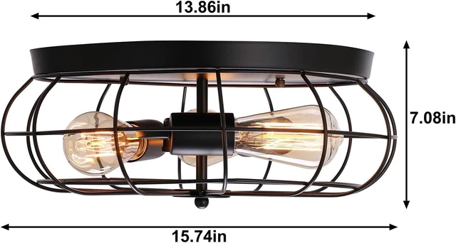 Alt view image 4 of 7 - Flush Mount Ceiling Light, Vintage Black, 3 E26 Lights