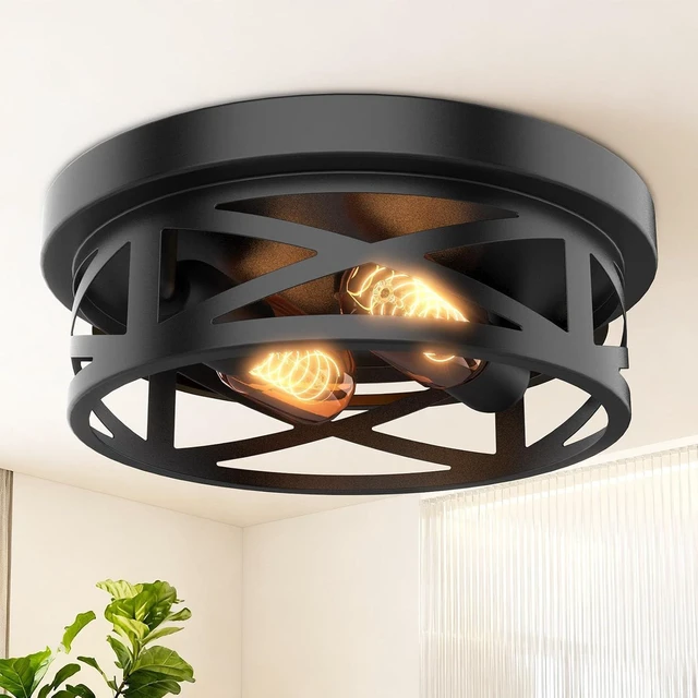 Main image of Flush Mount Ceiling Light Fixture - 2 Light Modern Farmhouse Close to Ceiling Light Fixtures 10.63inch for Hallway, Kitchen, Entryway, Bedroom, E26 Socket