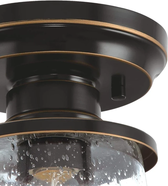 Alt view image 3 of 7 - Westinghouse 6113000 Emma Jane 7 Inch Vintage-Style One-Light Outdoor Semi Flush Mount Ceiling Light, Amber Bronze Finish, Clear Seeded Glass