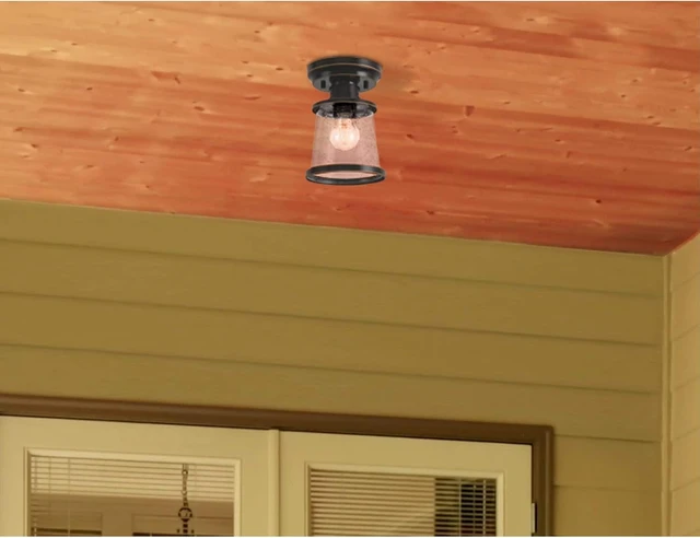 Alt view image 7 of 7 - Westinghouse 6113000 Emma Jane 7 Inch Vintage-Style One-Light Outdoor Semi Flush Mount Ceiling Light, Amber Bronze Finish, Clear Seeded Glass