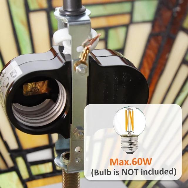 Alt view image 5 of 7 - Capulina Tiffany Lamp Amber Brown Stained Glass Ceiling Light 2-Light