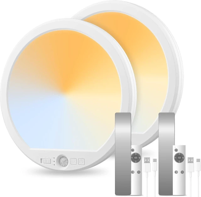 Main image of 2PCS 7" Rechargeable Motion Sensor Ceiling Light, 750LM Magnetic Wireless LED Light with Remote, IP44 Waterproof Battery Operated Ceiling Light for Closet Shower Stairs Hallway Garage Porch Pantry