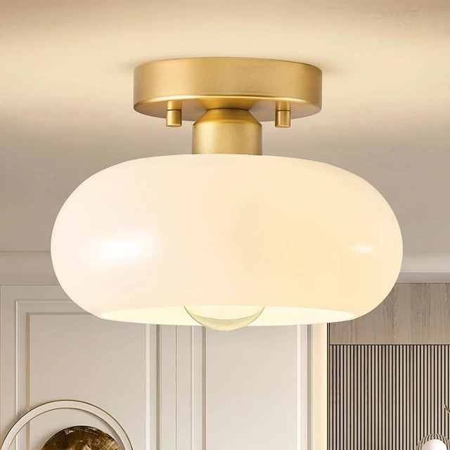 Main image of Mid-Century Modern Gold Semi Flush Mount Ceiling Light 8.66 Inch
