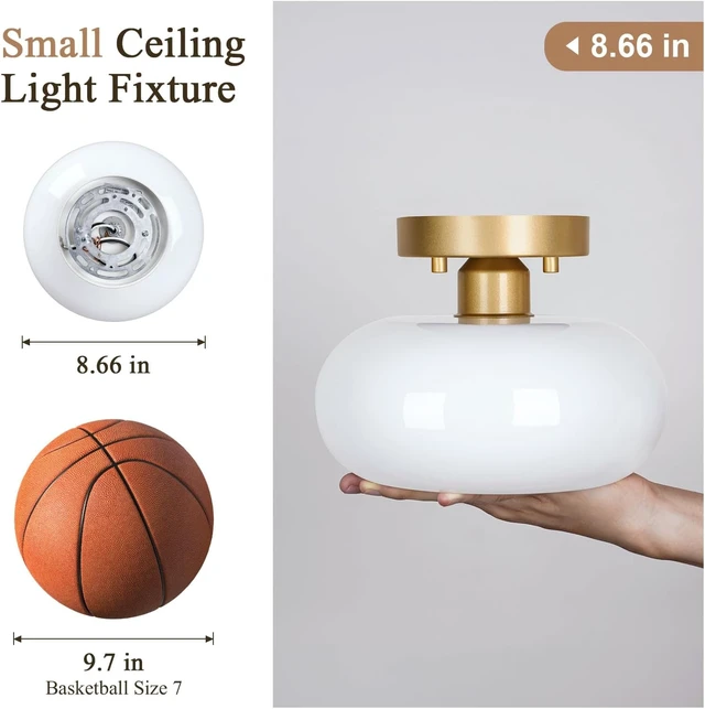 Alt view image 5 of 7 - Mid-Century Modern Gold Semi Flush Mount Ceiling Light 8.66 Inch