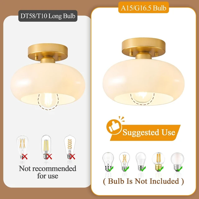 Alt view image 4 of 7 - Mid-Century Modern Gold Semi Flush Mount Ceiling Light 8.66 Inch