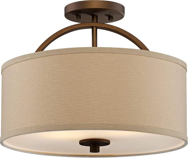 Main image of Halsted 15" Wide Brushed Bronze Semi-Flush Mount Ceiling Light Fixture