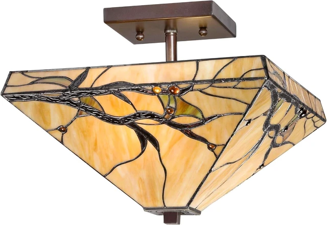 Main image of Budding Branch 14" Wide Tiffany-Style Ceiling Light Fixture