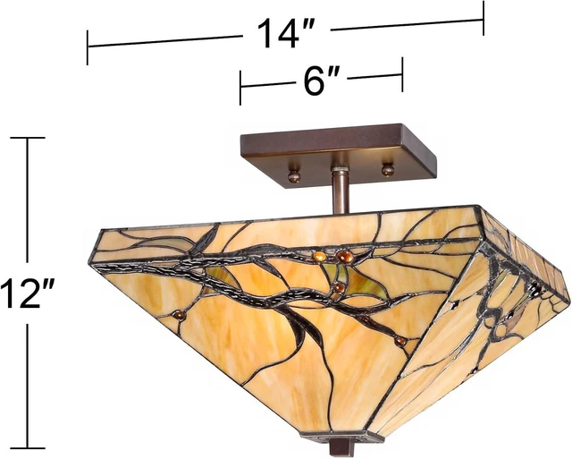 Alt view image 4 of 7 - Budding Branch 14" Wide Tiffany-Style Ceiling Light Fixture