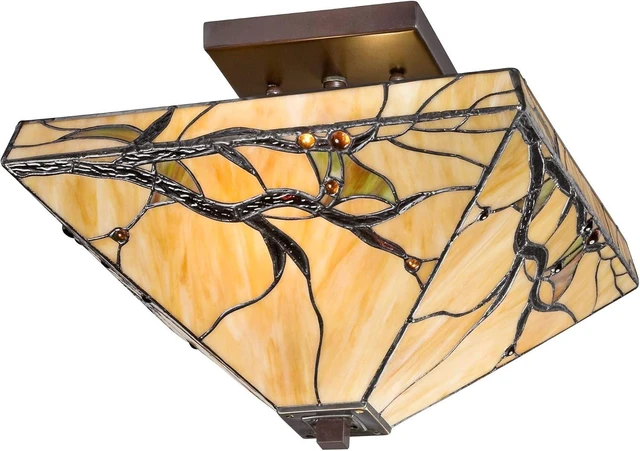 Alt view image 6 of 7 - Budding Branch 14" Wide Tiffany-Style Ceiling Light Fixture