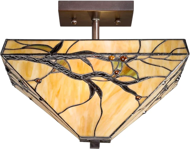 Alt view image 7 of 7 - Budding Branch 14" Wide Tiffany-Style Ceiling Light Fixture