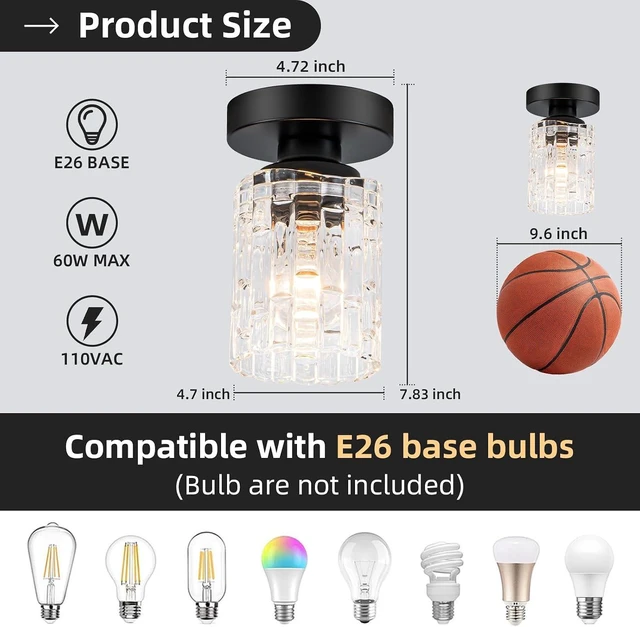 Alt view image 3 of 7 - 2 Pack Black Ceiling Lights, Industrial Hallway Light Fixture