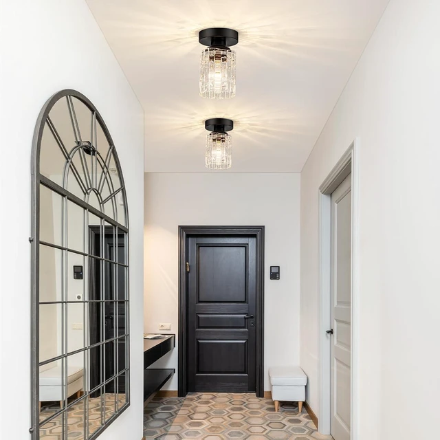 Alt view image 6 of 7 - 2 Pack Black Ceiling Lights, Industrial Hallway Light Fixture