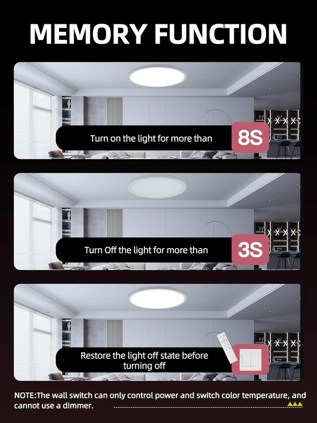 Alt view image 4 of 6 - 2 Pack 12 Inch Smart Ceiling Light Fixture, RGB LED Flush Mount Ceiling Light with Night Light, 24W 2400LM Ultra-Slim Ceiling Light with Remote, 16 Million DIY Colors, Works with Alexa/Google Home
