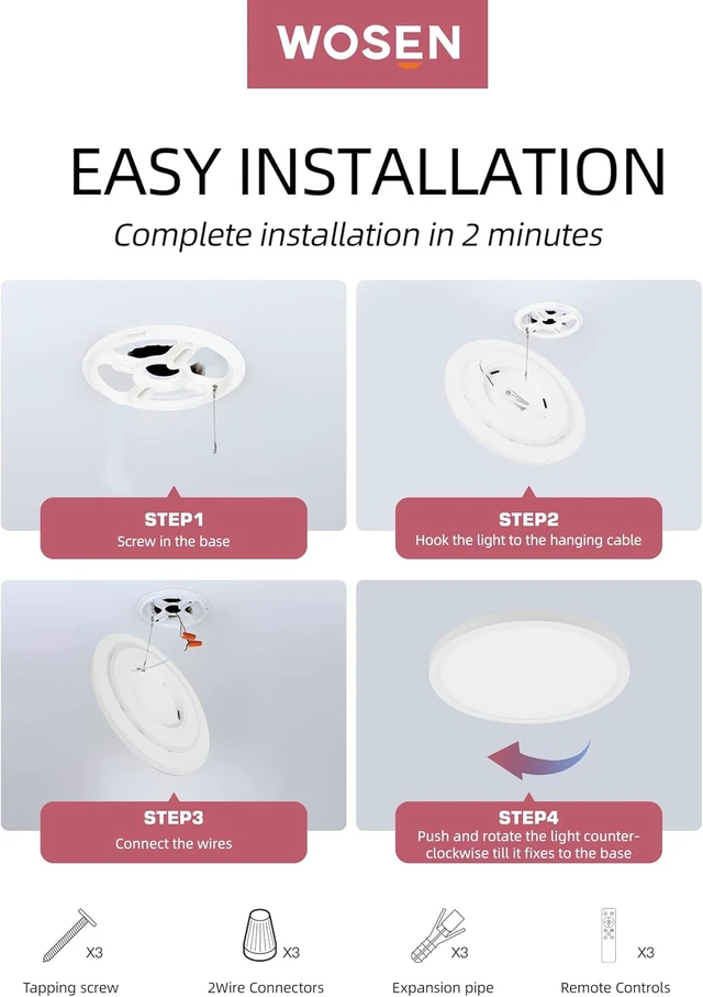 Alt view image 6 of 6 - 2 Pack 12 Inch Smart Ceiling Light Fixture, RGB LED Flush Mount Ceiling Light with Night Light, 24W 2400LM Ultra-Slim Ceiling Light with Remote, 16 Million DIY Colors, Works with Alexa/Google Home