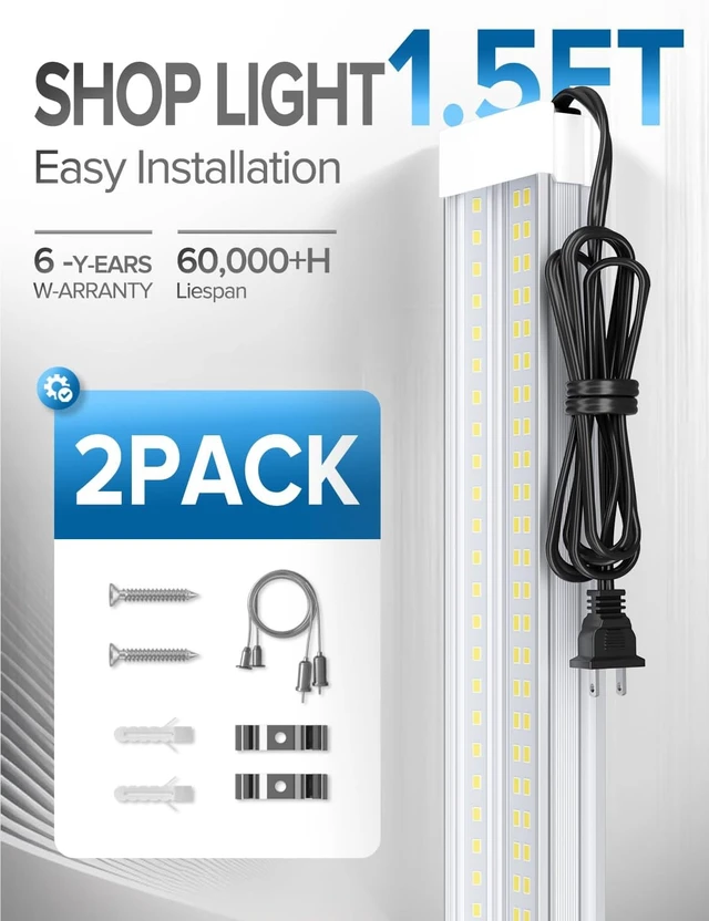 Alt view image 5 of 7 - 1.5FT LED Shop Lights, 35W 3500LM 5000K Ultra-Bright Linkable Shop Light