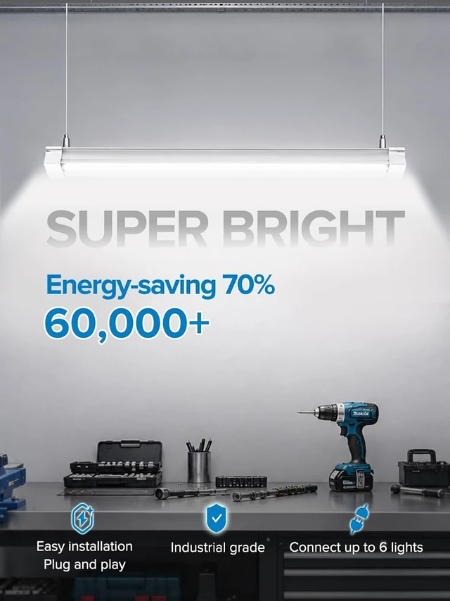 Alt view image 6 of 7 - 1.5FT LED Shop Lights, 35W 3500LM 5000K Ultra-Bright Linkable Shop Light
